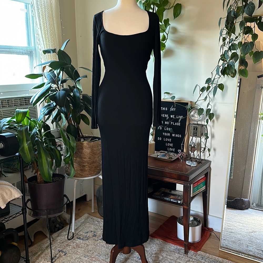 SKIMS black ribbed bodycon dress
